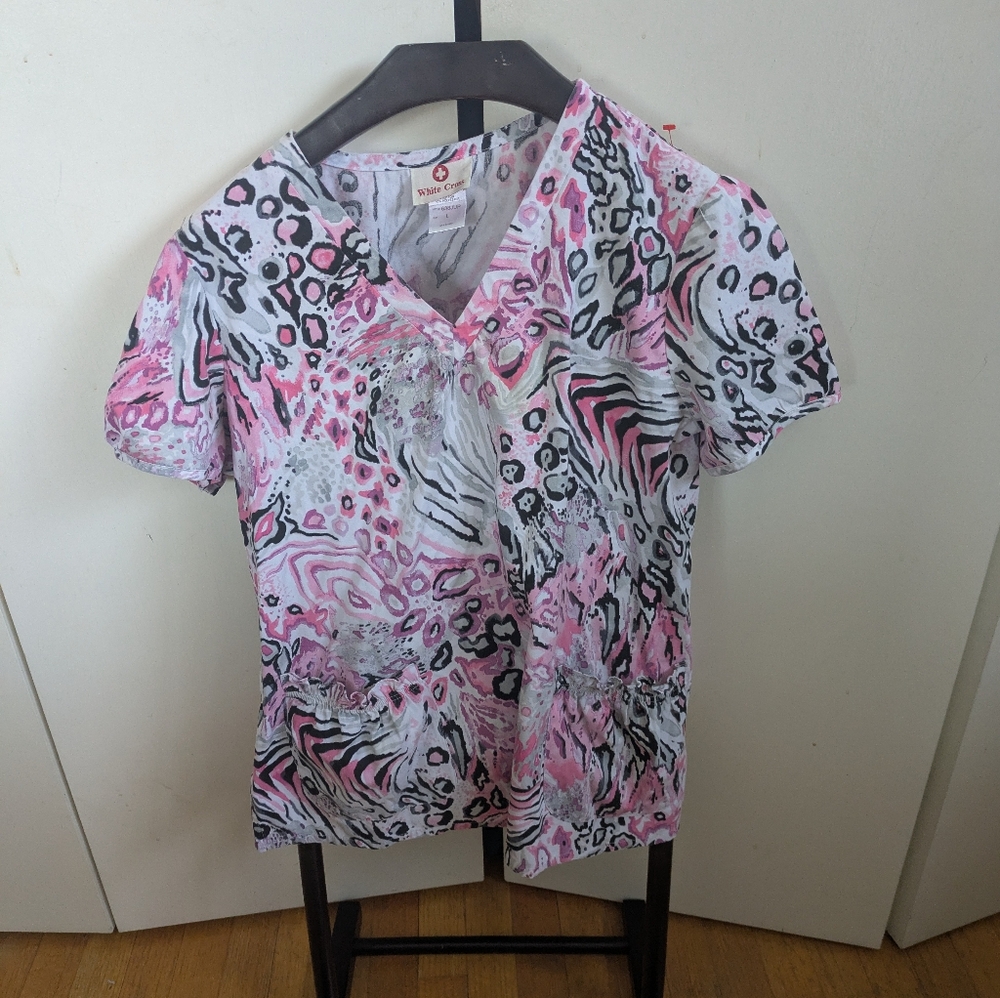 White cross scrub top